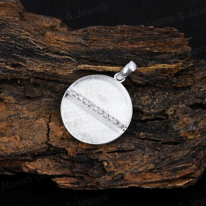 Top Quality 925 Silver Heart With Zircon 10mm Round Blank Semi Mount Memorial Locket Pendant Setting For Resin & Ashes Jewelry