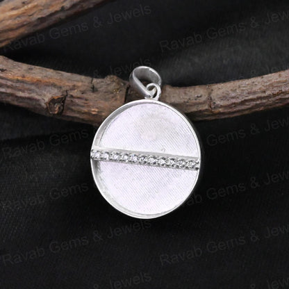 Top Quality 925 Silver Heart With Zircon 10mm Round Blank Semi Mount Memorial Locket Pendant Setting For Resin & Ashes Jewelry