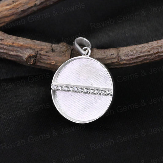 Top Quality 925 Silver Heart With Zircon 10mm Round Blank Semi Mount Memorial Locket Pendant Setting For Resin & Ashes Jewelry