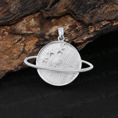 High Quality Solid 925 Silver 20mm Round Saturn Planet Star Blank Collet Pendant Setting Ashes Resin Keepsake Breastmilk Jewelry