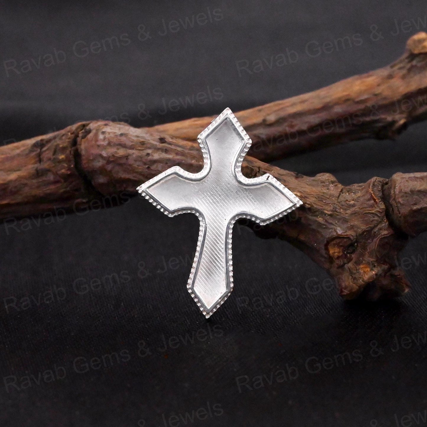 Genuine 925 Silver 25x20mm Designer Gothic Cross Blank Bezel Semi Mount Charm Pendant for Resin & Ashes Work Keepsake Jewelry