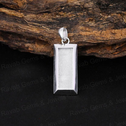 High Quality 925 Silver Rectangle Collet Cup Charm Blank Pendant Cabochon Setting Ashes & Resin Work Keepsake Breastmilk Jewelry