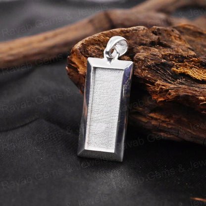 High Quality 925 Silver Rectangle Collet Cup Charm Blank Pendant Cabochon Setting Ashes & Resin Work Keepsake Breastmilk Jewelry