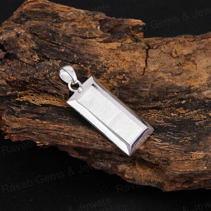 High Quality 925 Silver Rectangle Collet Cup Charm Blank Pendant Cabochon Setting Ashes & Resin Work Keepsake Breastmilk Jewelry