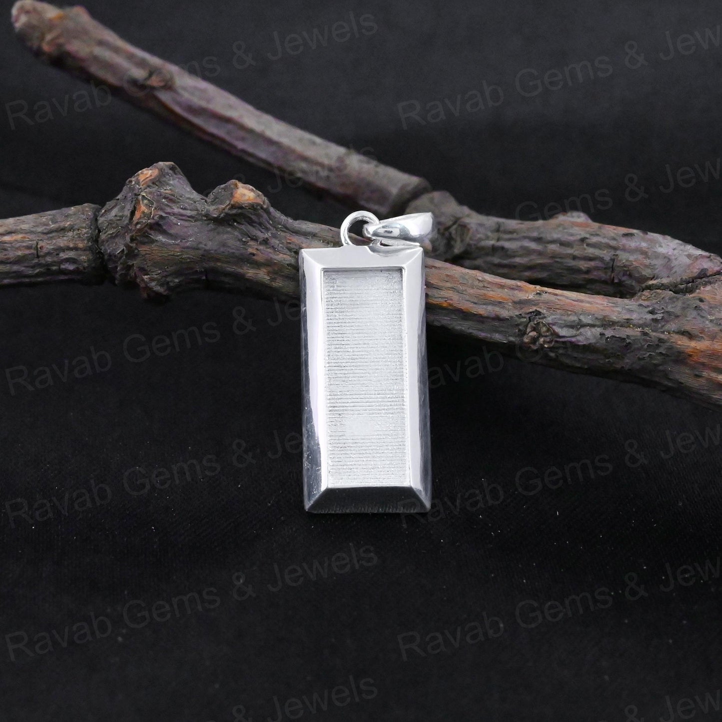 High Quality 925 Silver Rectangle Collet Cup Charm Blank Pendant Cabochon Setting Ashes & Resin Work Keepsake Breastmilk Jewelry