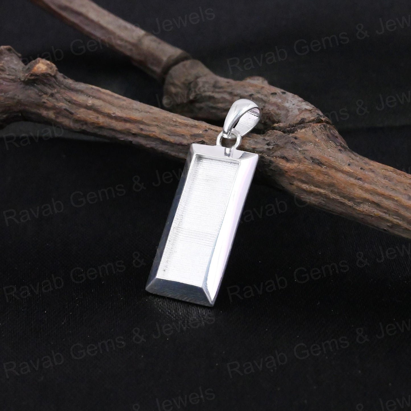 High Quality 925 Silver Rectangle Collet Cup Charm Blank Pendant Cabochon Setting Ashes & Resin Work Keepsake Breastmilk Jewelry