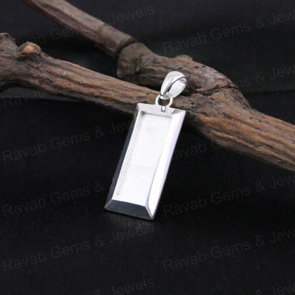 High Quality 925 Silver Rectangle Collet Cup Charm Blank Pendant Cabochon Setting Ashes & Resin Work Keepsake Breastmilk Jewelry