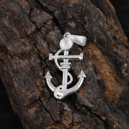 High Quality Handmade 925 Silver Anchor Hook Shape Bezel Semi Mounting Charm Pendant Gemstone Setting Findings Components