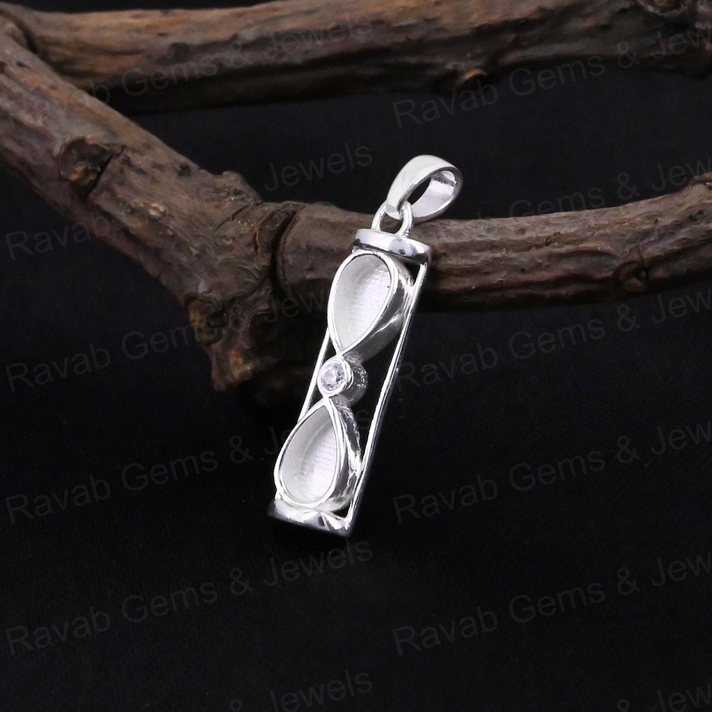 High Quality 925 Silver 6x4mm Pear Sand Timer Hourglass Charm Pendant Setting Resin Ashes DIY Memorial Jewelry Findings Craft