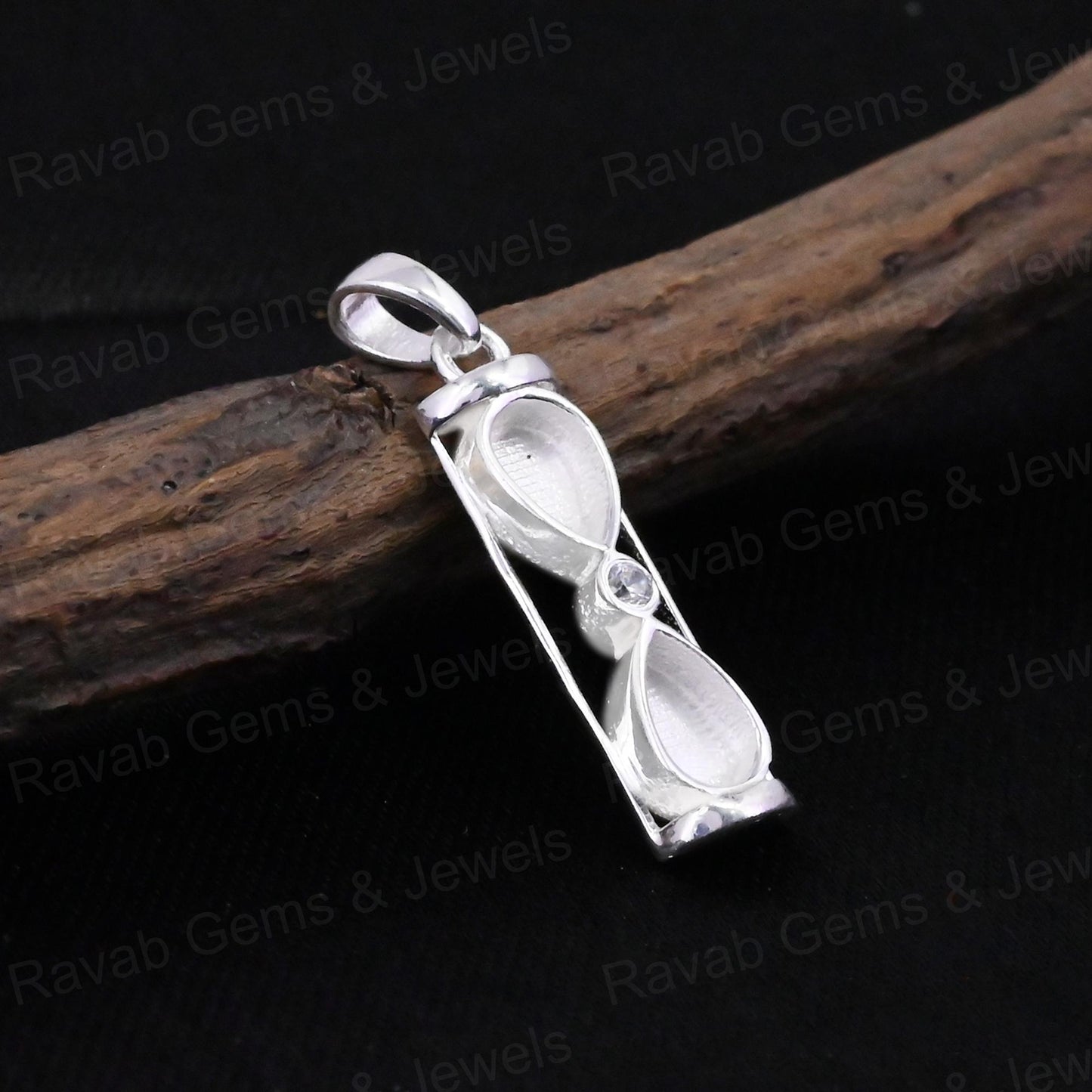 High Quality 925 Silver 6x4mm Pear Sand Timer Hourglass Charm Pendant Setting Resin Ashes DIY Memorial Jewelry Findings Craft
