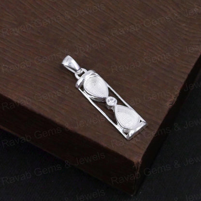 High Quality 925 Silver 6x4mm Pear Sand Timer Hourglass Charm Pendant Setting Resin Ashes DIY Memorial Jewelry Findings Craft