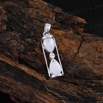 High Quality 925 Silver 6x4mm Pear Sand Timer Hourglass Charm Pendant Setting Resin Ashes DIY Memorial Jewelry Findings Craft