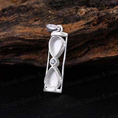 High Quality 925 Silver 6x4mm Pear Sand Timer Hourglass Charm Pendant Setting Resin Ashes DIY Memorial Jewelry Findings Craft