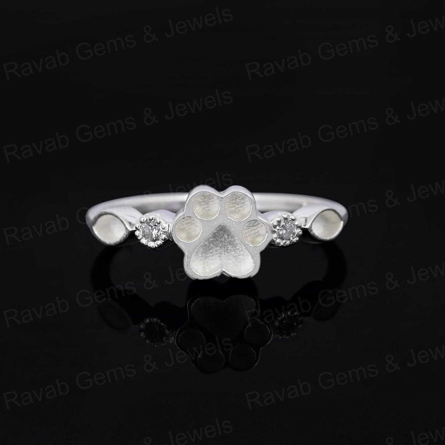 High Quality 925 Silver 8mm Dog Paw Half Eternity Marquise With CZ Empty Blank Setting Ring Breastmilk DIY Memorial Pet Jewelry