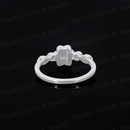 High Quality 925 Silver 8mm Dog Paw Half Eternity Marquise With CZ Empty Blank Setting Ring Breastmilk DIY Memorial Pet Jewelry