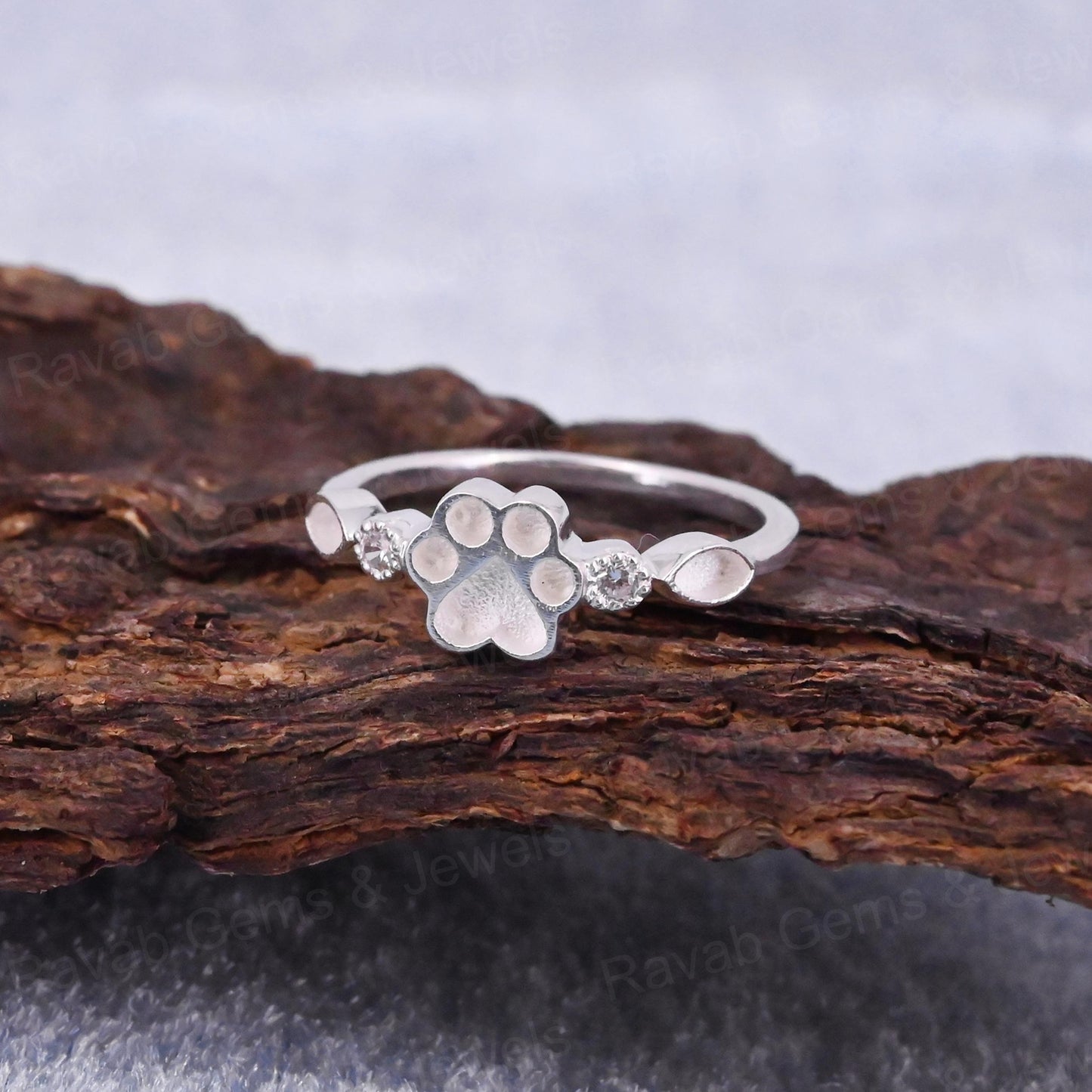High Quality 925 Silver 8mm Dog Paw Half Eternity Marquise With CZ Empty Blank Setting Ring Breastmilk DIY Memorial Pet Jewelry