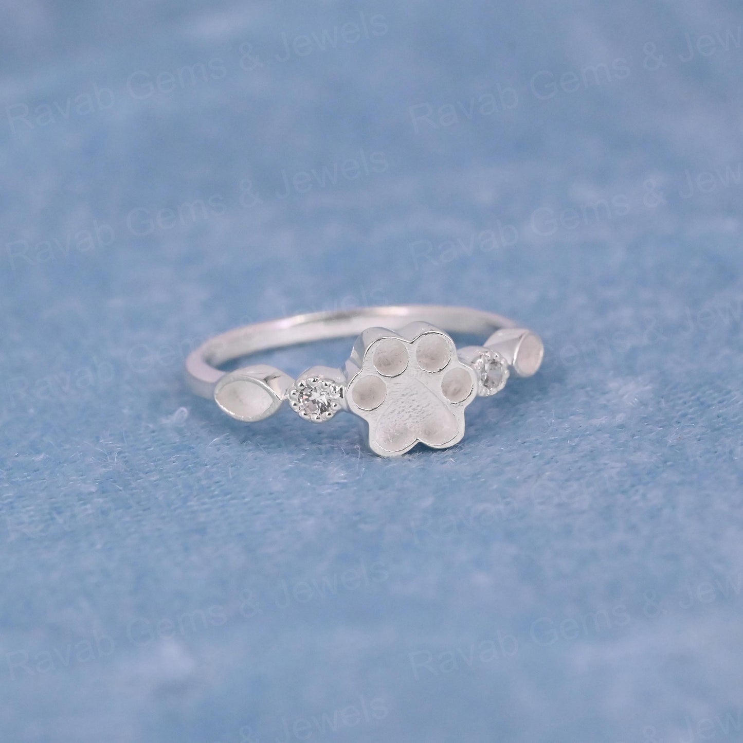 High Quality 925 Silver 8mm Dog Paw Half Eternity Marquise With CZ Empty Blank Setting Ring Breastmilk DIY Memorial Pet Jewelry