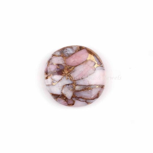 Pink Opal Copper Round Shape 5mm to 20mm Cabochon Loose Gemstone, Smooth Calibrated, Semi Precious Stone, For Making Pendant Jewelry 1 Pc