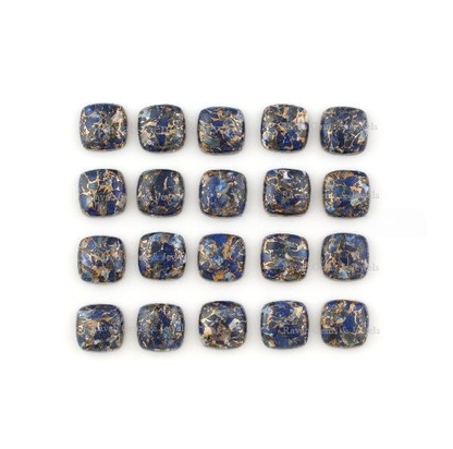 Copper Lapis Lazuli Cushion Shape Smooth Cabochons Gemstone, Loose Beads Stone For Jewelry Making 6mm-18mm 5 Pcs Set All Sizes