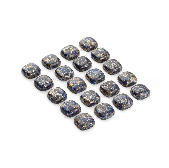 Copper Lapis Lazuli Cushion Shape Smooth Cabochons Gemstone, Loose Beads Stone For Jewelry Making 6mm-18mm 5 Pcs Set All Sizes