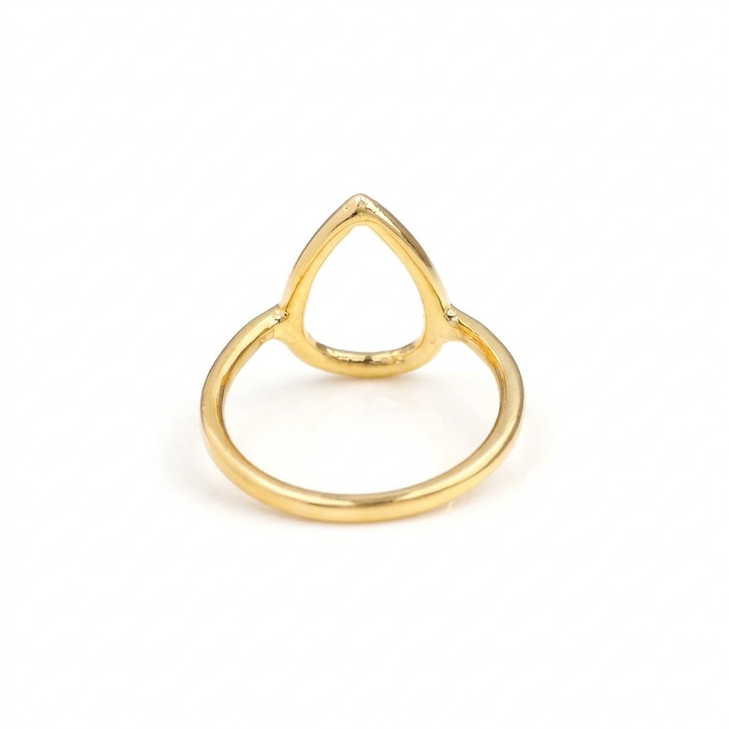 Open Pear Circle Sterling Silver Gold Plated Stacking Ring