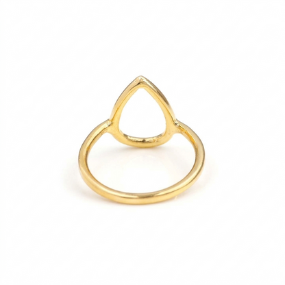 Open Pear Circle Sterling Silver Gold Plated Stacking Ring