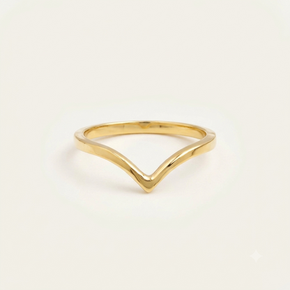Latest Design 18k Gold Plated Handmade Silver Stacking Band Chevron Midi Shape Simple Design Personalized V Shape Ring for Women
