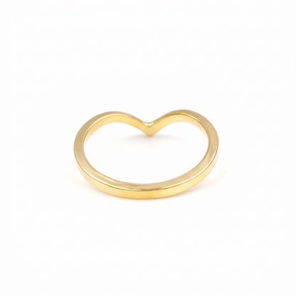 Latest Design 18k Gold Plated Handmade Silver Stacking Band Chevron Midi Shape Simple Design Personalized V Shape Ring for Women