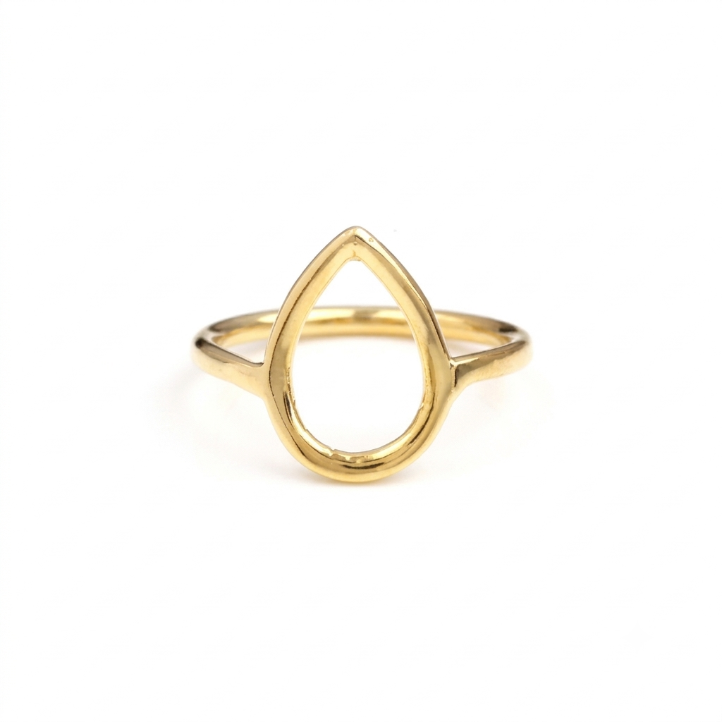 Open Pear Circle Sterling Silver Gold Plated Stacking Ring