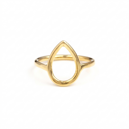 Open Pear Circle Sterling Silver Gold Plated Stacking Ring