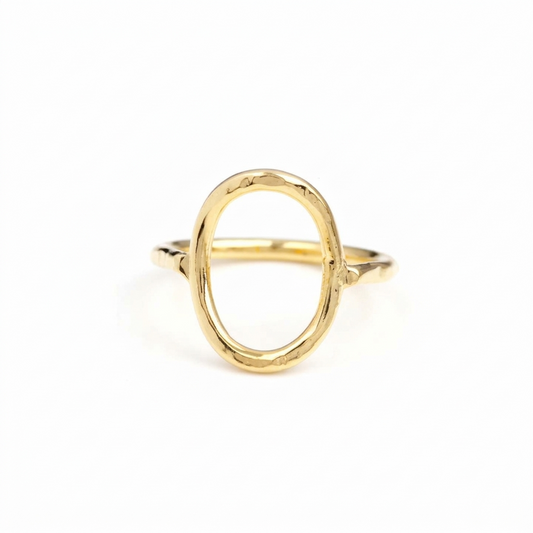 18k Gold Plated Stacking Ring Open Oval Circle Sterling Silver No Stone Ring Handmade 925 Silver Jewelry High Polish Band Ring