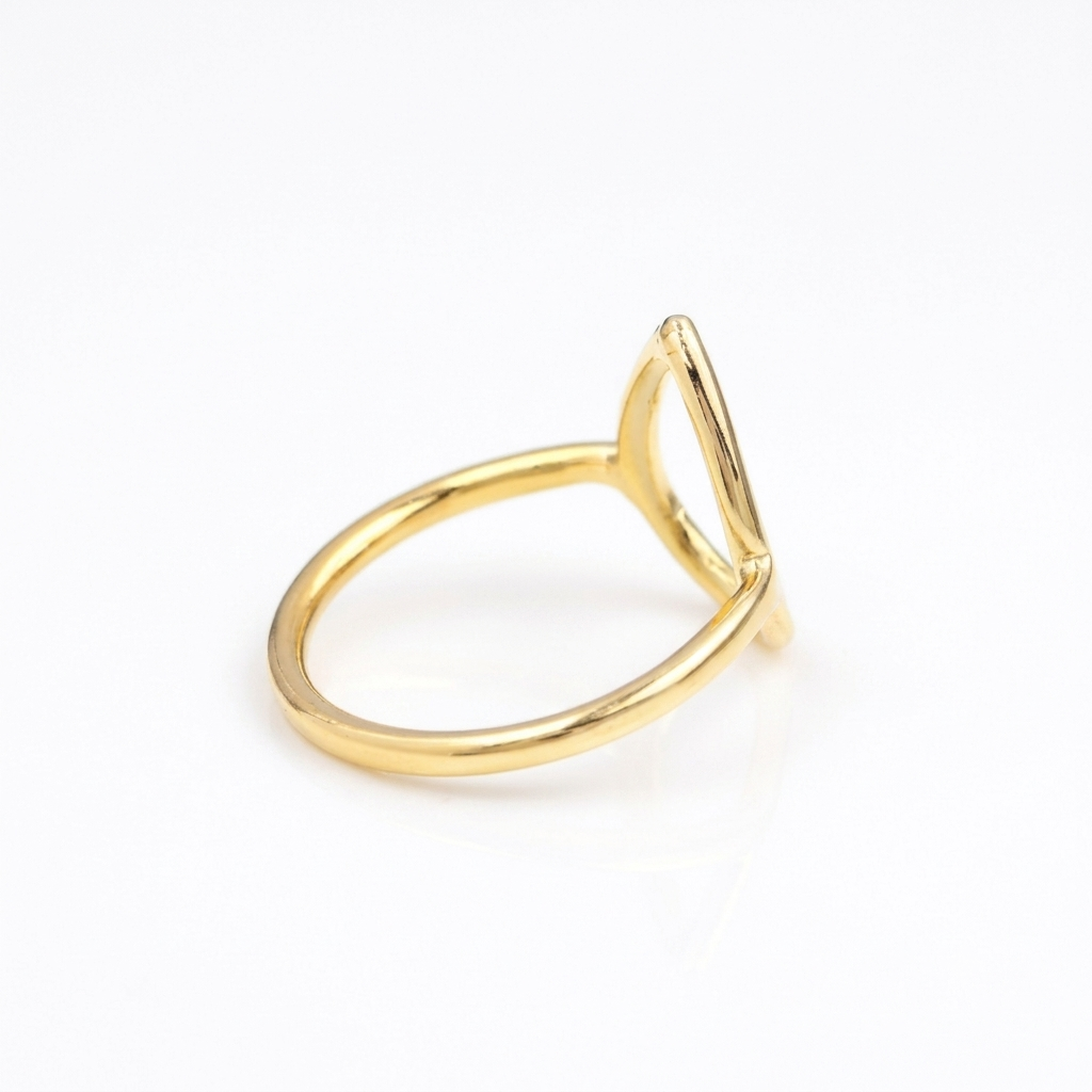 Open Pear Circle Sterling Silver Gold Plated Stacking Ring