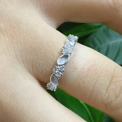 Handmade 18K Gold 925 Sterling Silver 2x4mm Half Marquise Blank Bezel Mount Ring Zircon Setting DIY Jewelry Findings