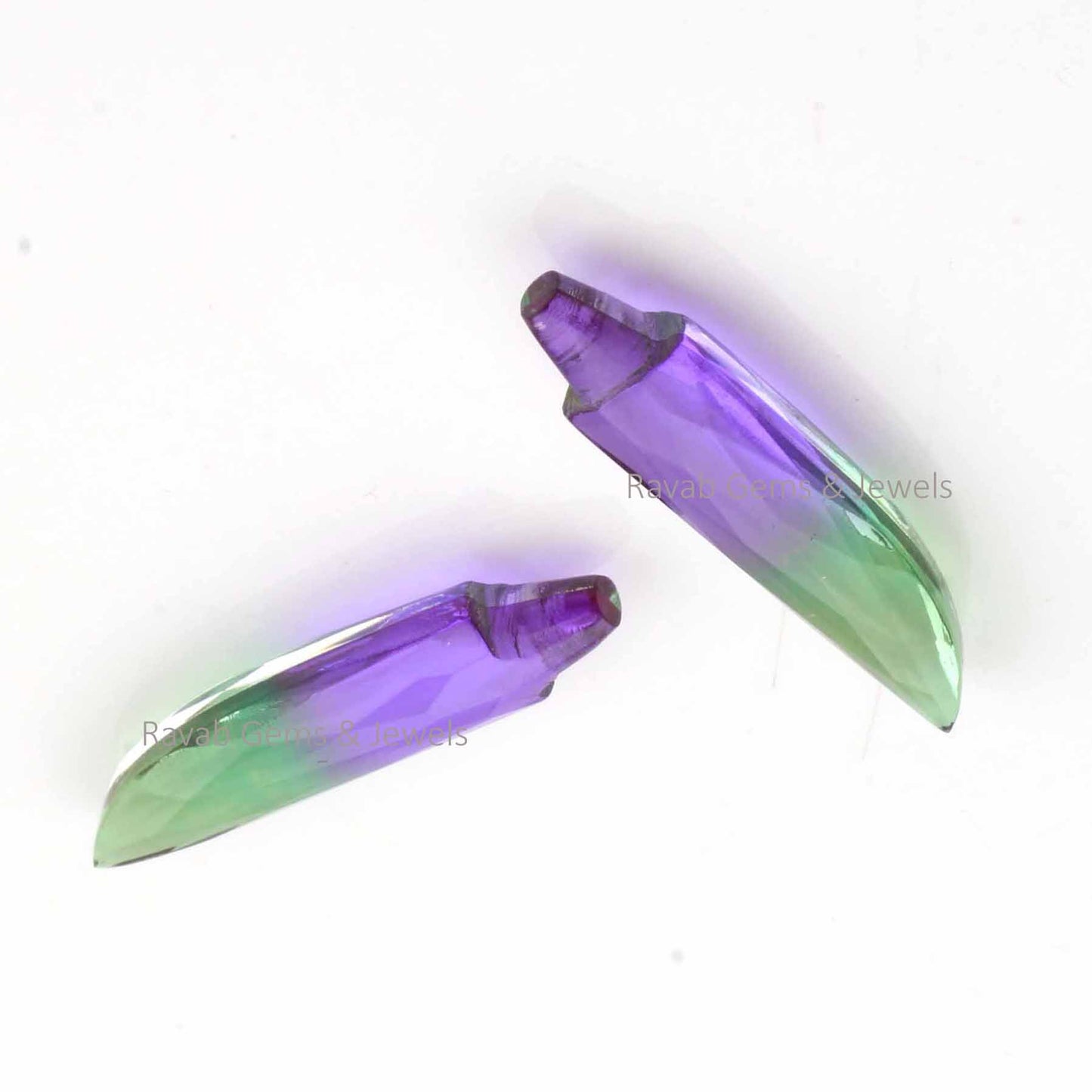 Multi-Color Tourmaline New Sword Shape Gemstone, Faceted Briolette Calibrated, Loose Beads Stone For Jewelry Earring Making - 2 Pcs Set
