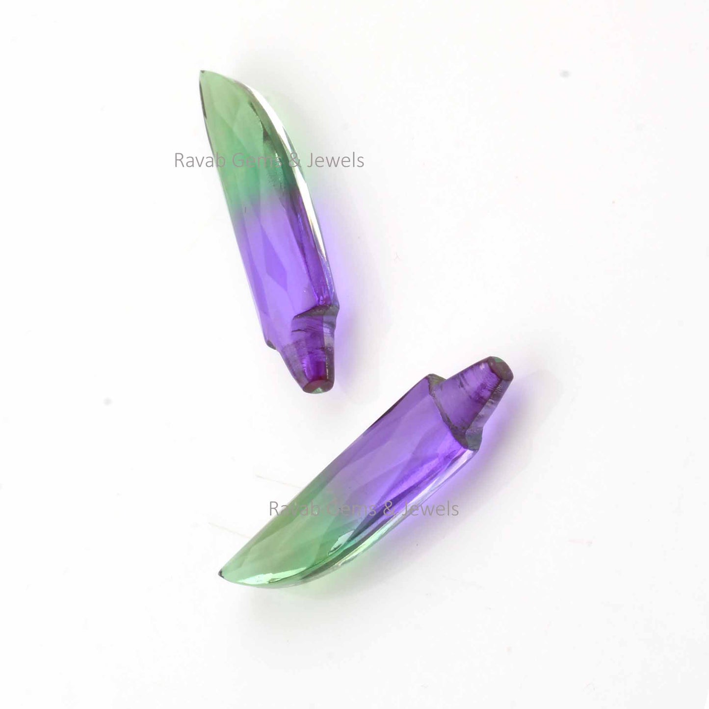 Multi-Color Tourmaline New Sword Shape Gemstone, Faceted Briolette Calibrated, Loose Beads Stone For Jewelry Earring Making - 2 Pcs Set