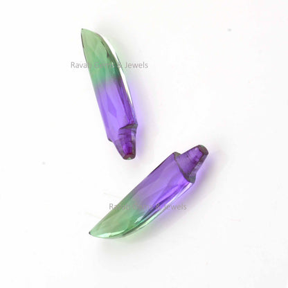 Multi-Color Tourmaline New Sword Shape Gemstone, Faceted Briolette Calibrated, Loose Beads Stone For Jewelry Earring Making - 2 Pcs Set
