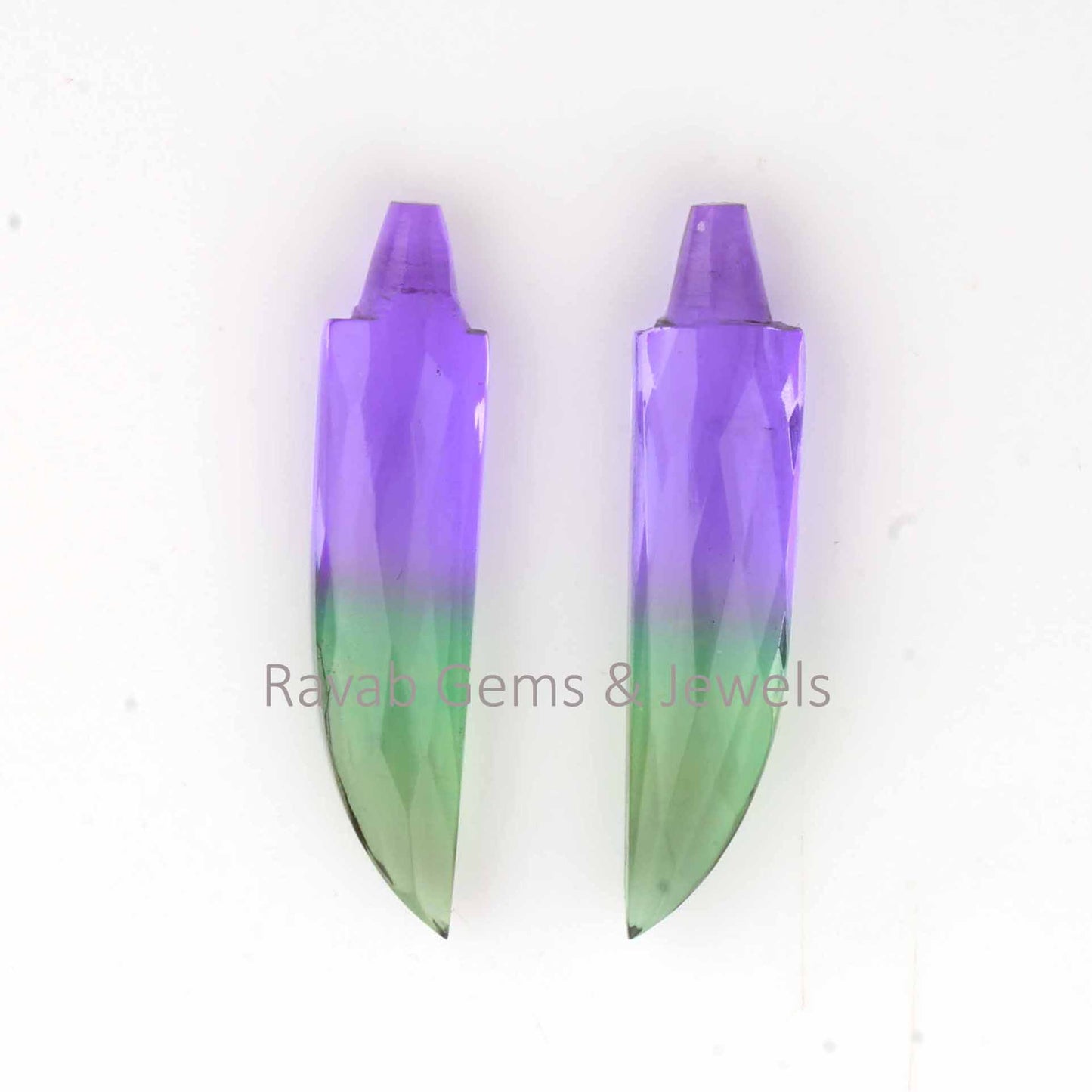 Multi-Color Tourmaline New Sword Shape Gemstone, Faceted Briolette Calibrated, Loose Beads Stone For Jewelry Earring Making - 2 Pcs Set