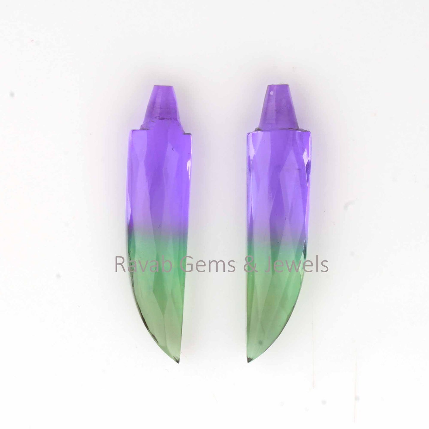 Multi-Color Tourmaline New Sword Shape Gemstone, Faceted Briolette Calibrated, Loose Beads Stone For Jewelry Earring Making - 2 Pcs Set