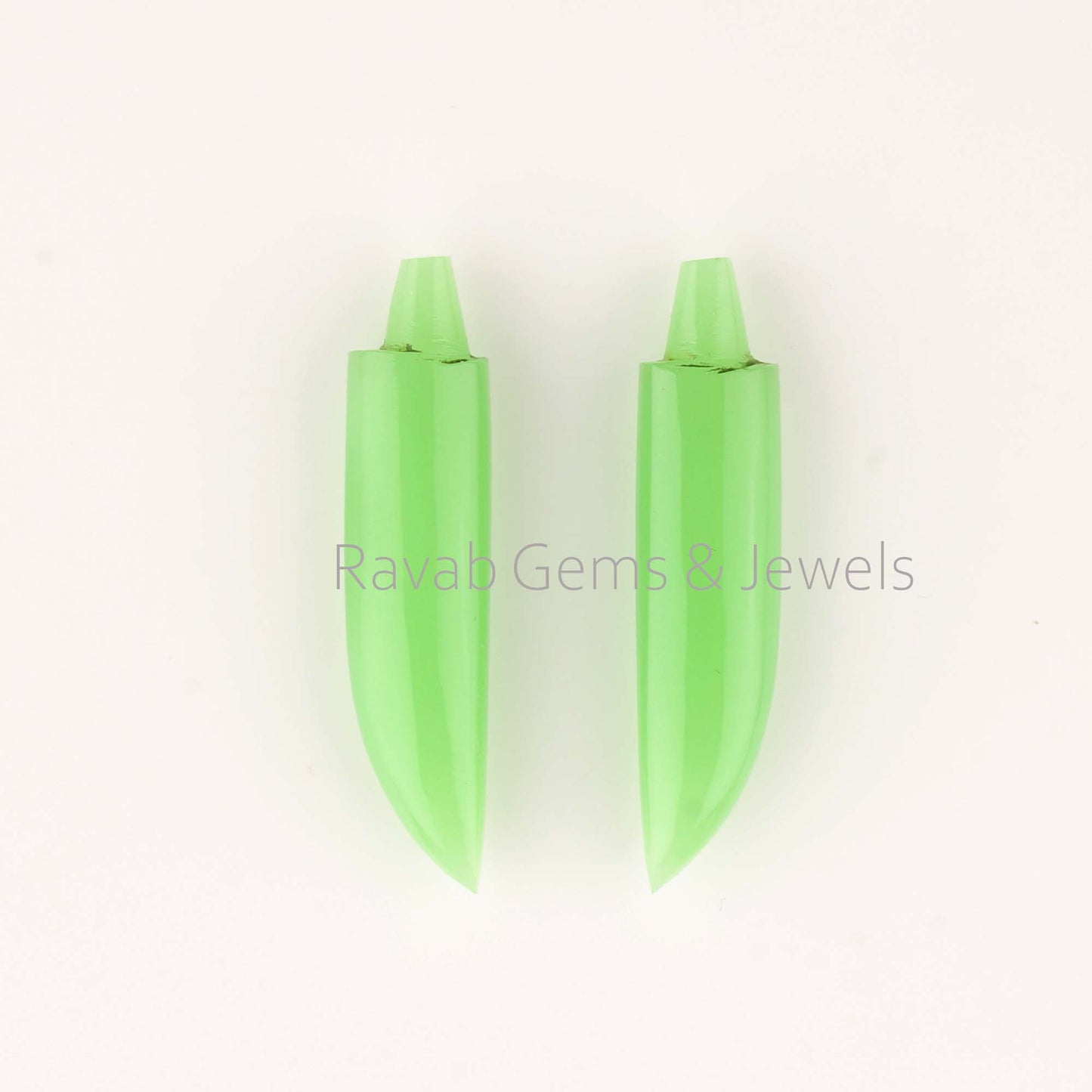 7x30mm Chrysoprase Chalcedony Gemstone New Sword Shape Gemstone, Smooth Briolette Stone For Jewelry Earring Pendant Making - 2 Pcs Set