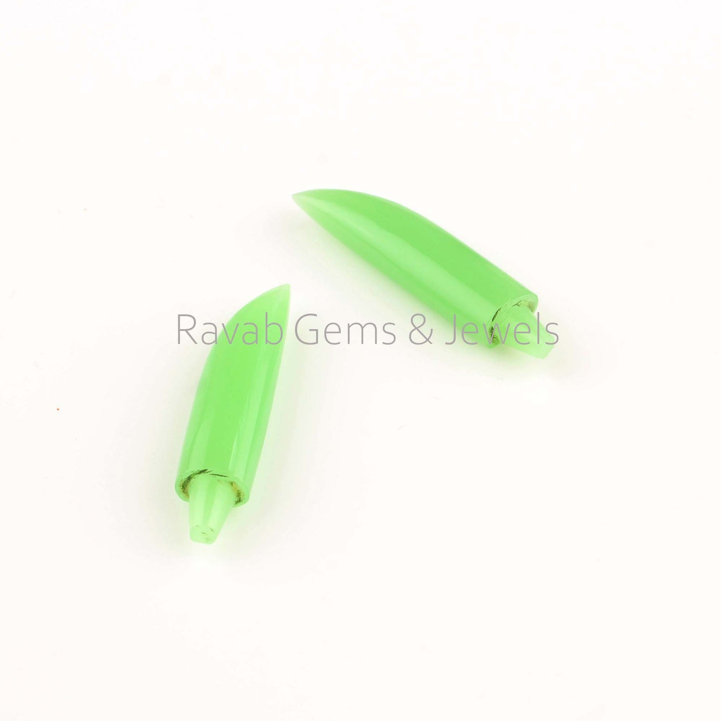 7x30mm Chrysoprase Chalcedony Gemstone New Sword Shape Gemstone, Smooth Briolette Stone For Jewelry Earring Pendant Making - 2 Pcs Set