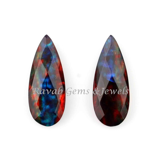 Blue Ammolite Quartz Long Pear Shape 10x25mm Faceted Briolette Gemstone For Jewelry, Loose Beads Calibrated Stone For Jewelry 2 Pcs Set