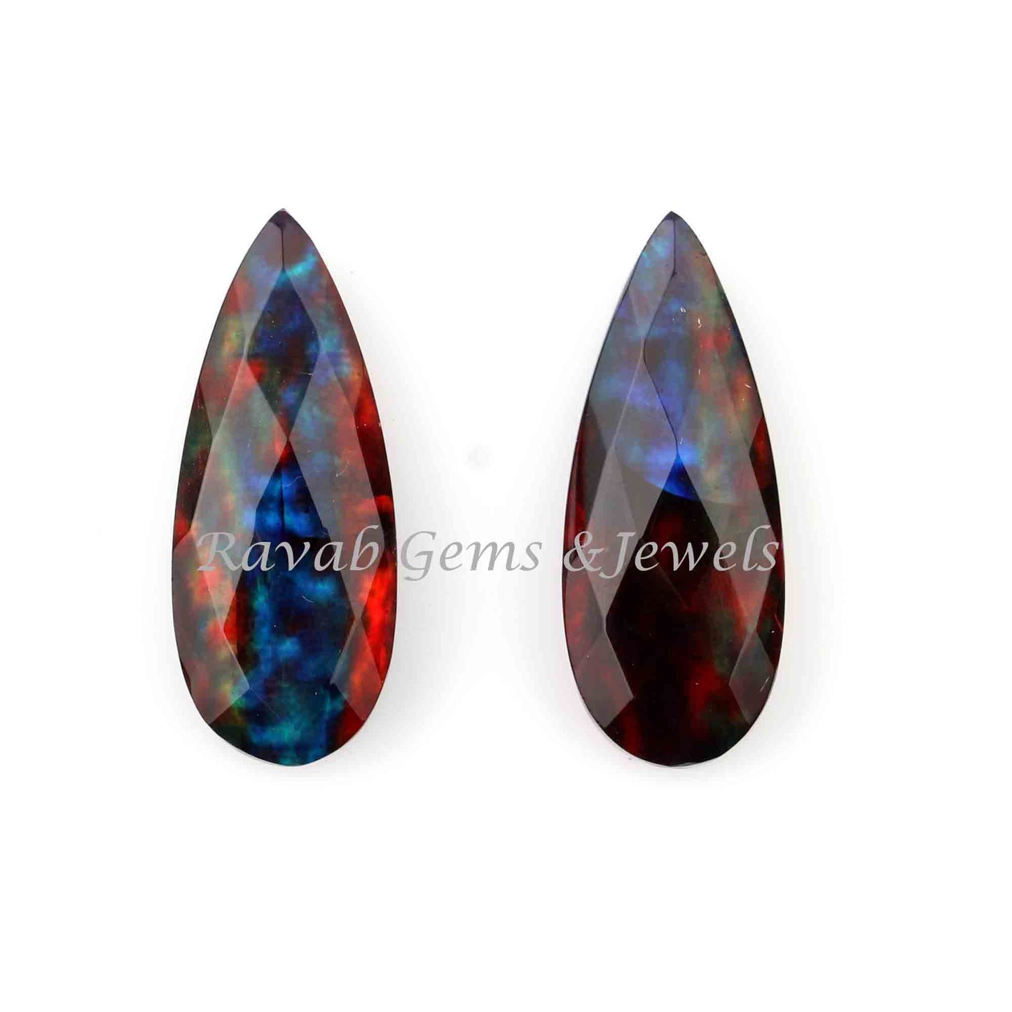 Blue Ammolite Quartz Long Pear Shape 10x25mm Faceted Briolette Gemstone For Jewelry, Loose Beads Calibrated Stone For Jewelry 2 Pcs Set