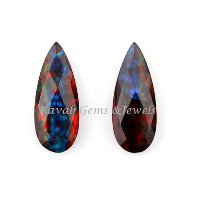 Blue Ammolite Quartz Long Pear Shape 10x25mm Faceted Briolette Gemstone For Jewelry, Loose Beads Calibrated Stone For Jewelry 2 Pcs Set