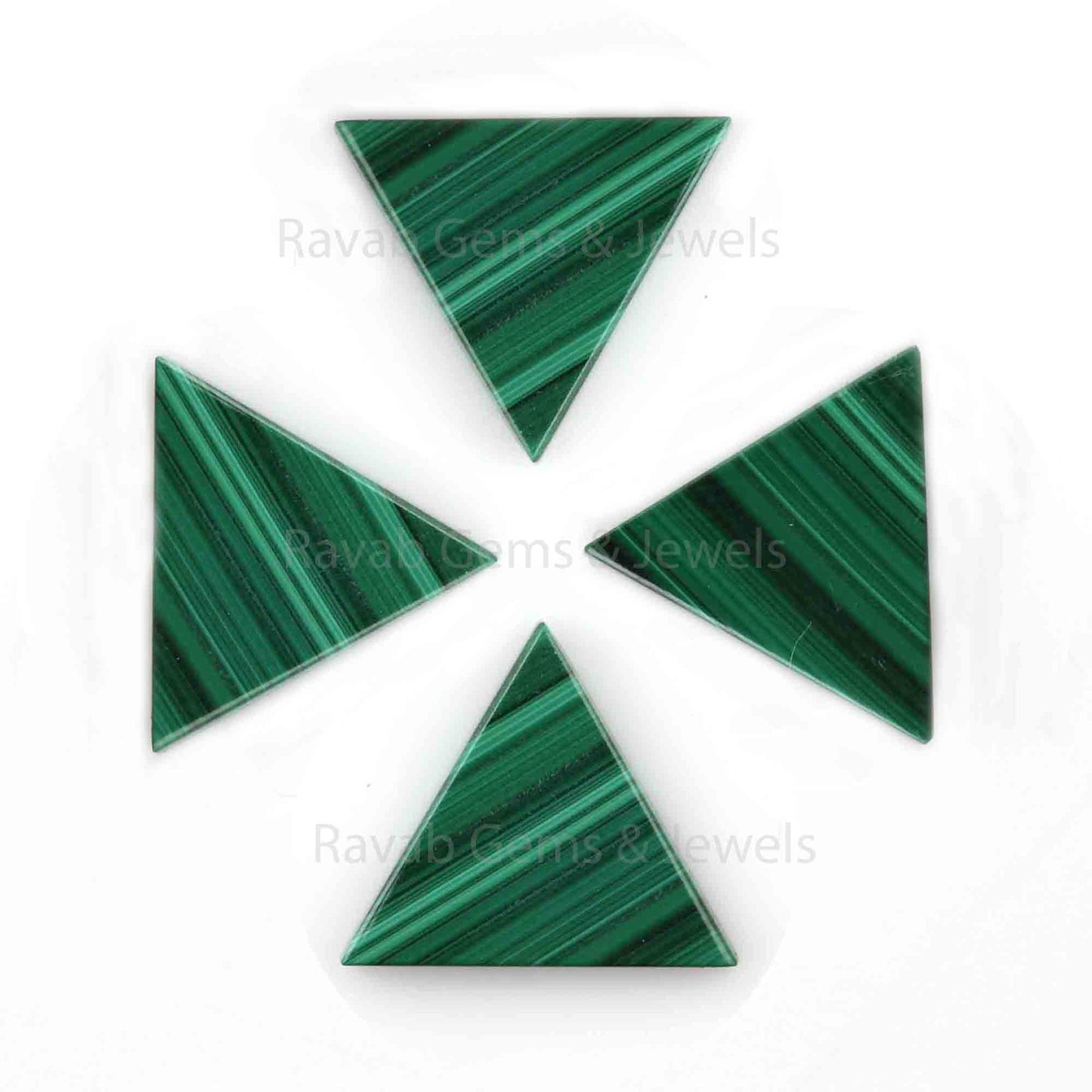 Natural Malachite Triangle Shape Both Side Flat Gemstone For Jewelry Making, Loose Beads Calibrated Semi Precious Stone 2 Pcs Set All Sizes