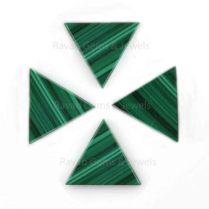 Natural Malachite Triangle Shape Both Side Flat Gemstone For Jewelry Making, Loose Beads Calibrated Semi Precious Stone 2 Pcs Set All Sizes