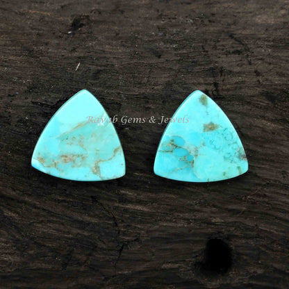 Arizona Turquoise Firoza Trillion Shape Flat Gemstone, Best Quality Stone For Jewelry Earring Making 12mm 2 Pcs, All Size Available