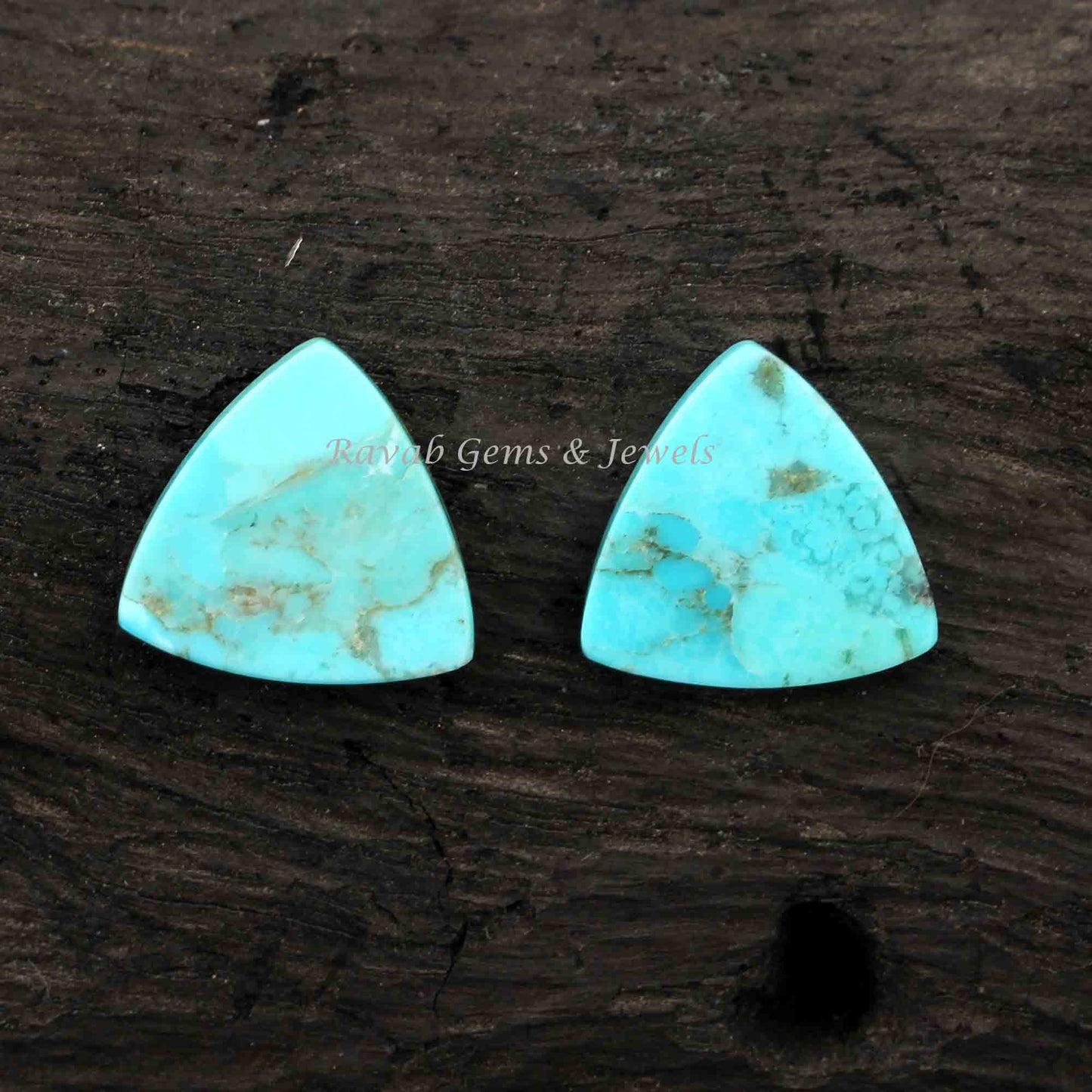 Arizona Turquoise Firoza Trillion Shape Flat Gemstone, Best Quality Stone For Jewelry Earring Making 12mm 2 Pcs, All Size Available