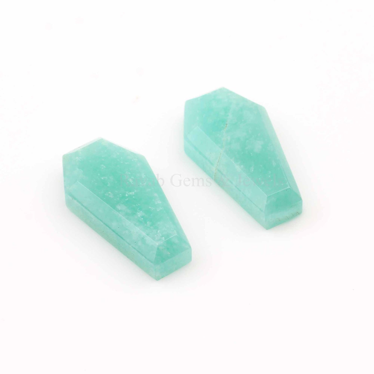 Natural Russian Amazonite Coffin Shape 12x22mm AA Gemstone For Jewelry Making, Calibrated Loose Beads Stone For Jewelry Making 2 Pcs Set