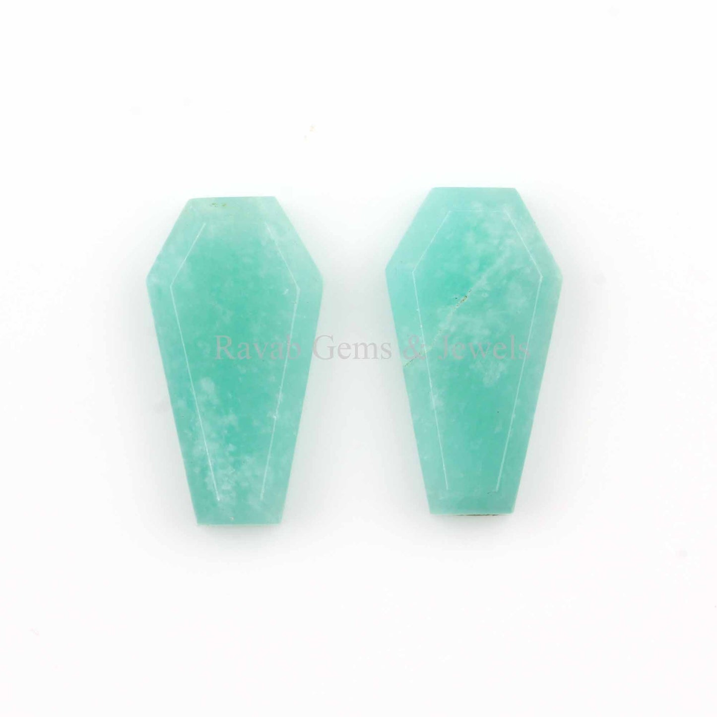 Natural Russian Amazonite Coffin Shape 12x22mm AA Gemstone For Jewelry Making, Calibrated Loose Beads Stone For Jewelry Making 2 Pcs Set