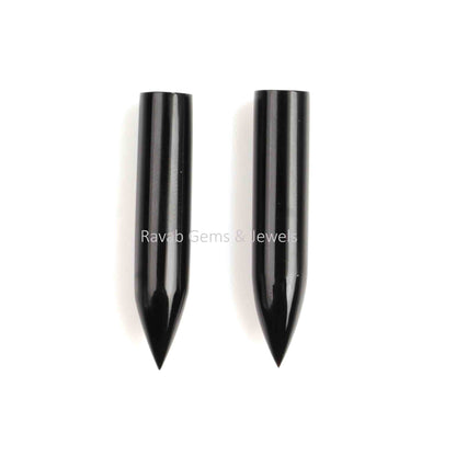 Blue Sandstone Long Smooth Bullet Shape Gemstone For Jewelry, Loose Beads Calibrated Stone For Fancy Jewelry Making 6x30mm 2 Pcs Set